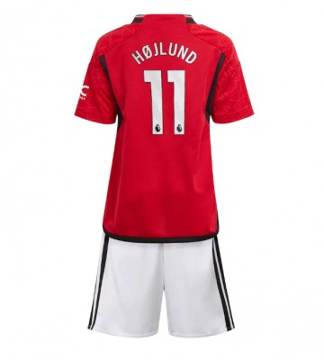 Manchester United Rasmus Hojlund #11 Hjemmebanesæt Børn 2023-24 Kort ærmer (+ korte bukser)